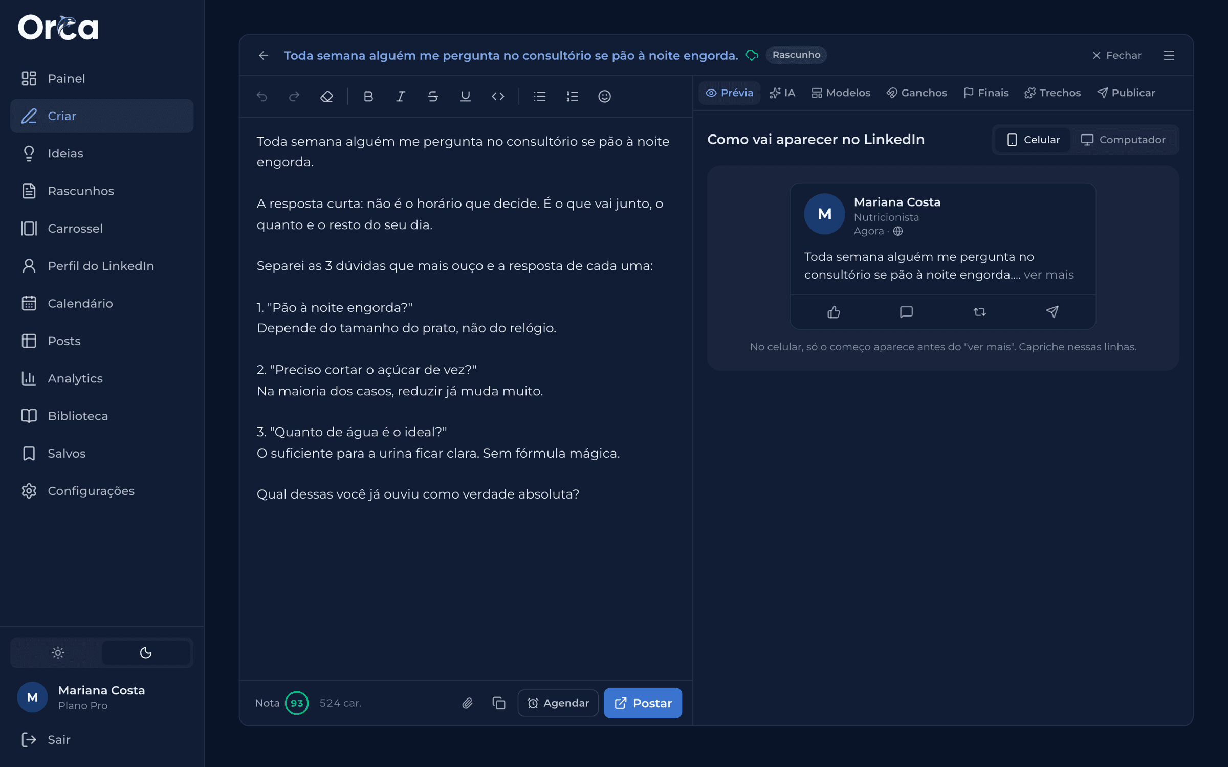 Editor com prévia