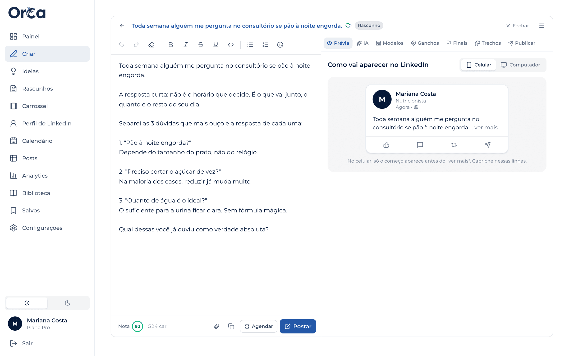 Editor com prévia